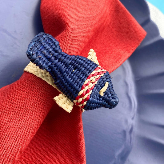 Nautical Fish Navy Blue Napkin Ring - Sold by Set