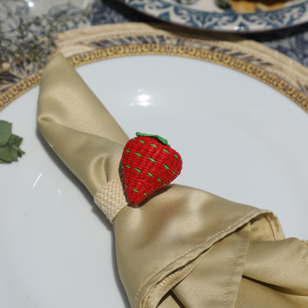 Strawberry Napkin Ring - Made of Iraca Palm - Sold by Set