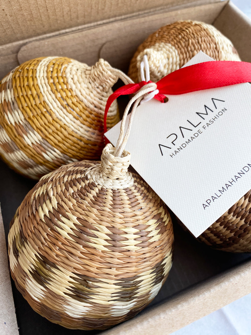 Boho Christmas Balls / Ornaments - Handmade in Iraca Palm , 3" Diameter
