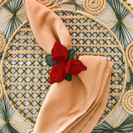 Xmas Orchid Napkin Ring - Made of Iraca Palm