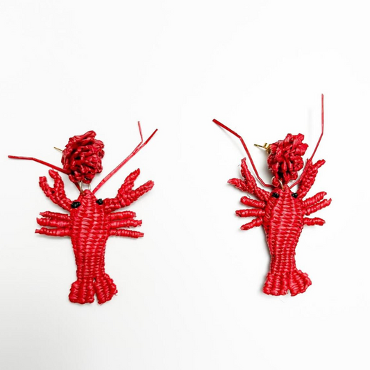 Lobster Earrings - Handmade Iraca Palm Earrings