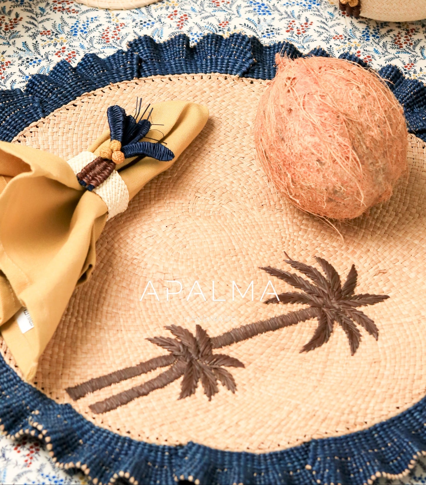 Palm Tree Napkin Ring Navy Blue/ Set of 4 or 6