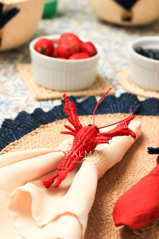 Lobster Napkin Ring made of iraca palm - Red - Sold by Set