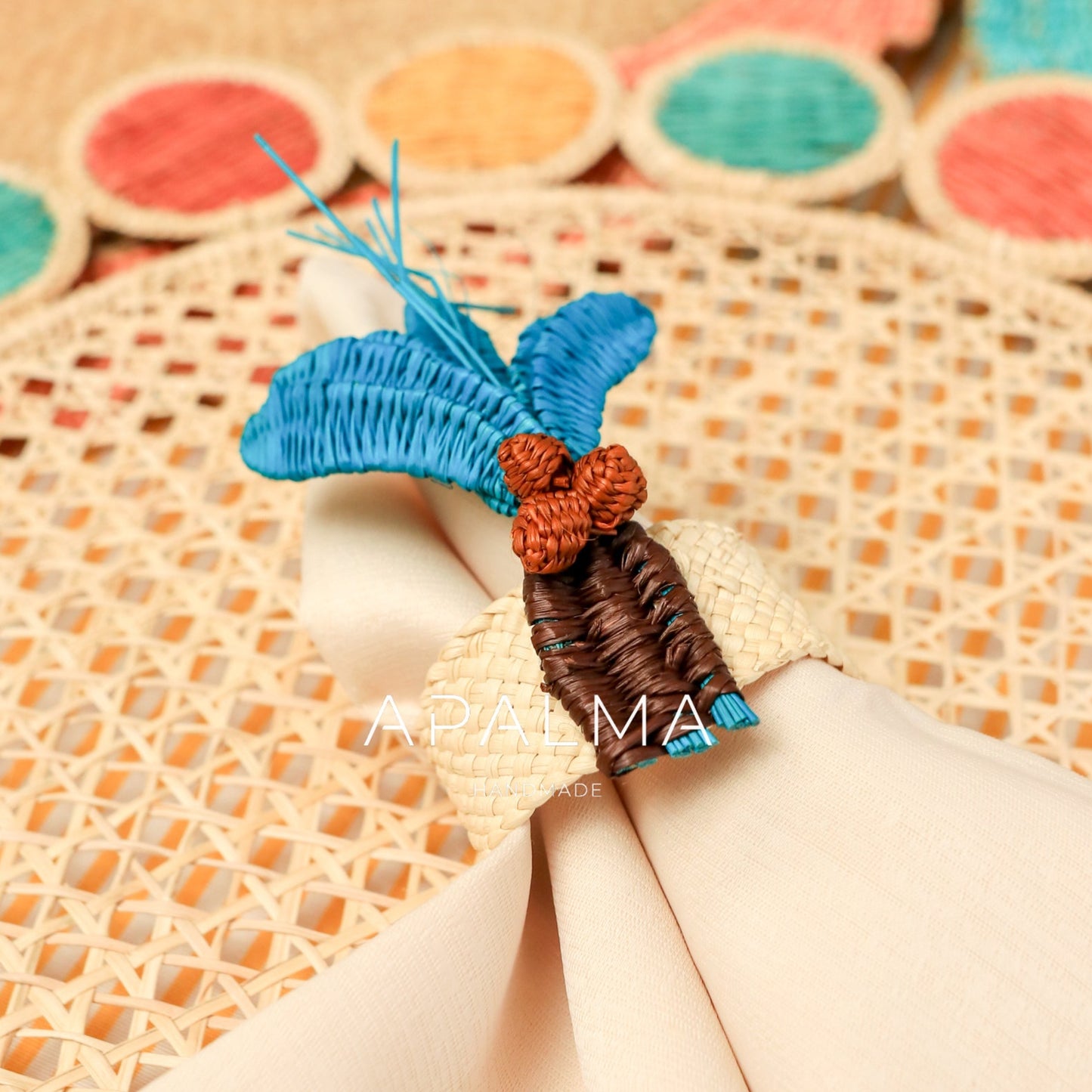 Palm Tree Napkin Ring Coral/ Set of 4 or 6