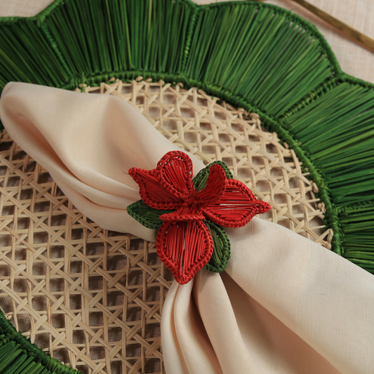 Xmas Orchid Napkin Ring - Made of Iraca Palm