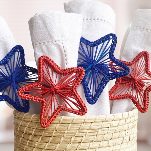 Hand Made Iraca Palm - 4th of July Napkin Rings - Sold by Set