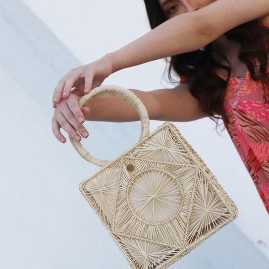 Desert Bag - Straw Bag - Hand Woven Iraca Palm Bag, Top Handle Purse