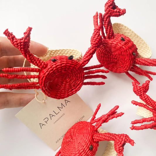 Crab Napkin Ring , Set of 4 - Handwoven for coastal table decor