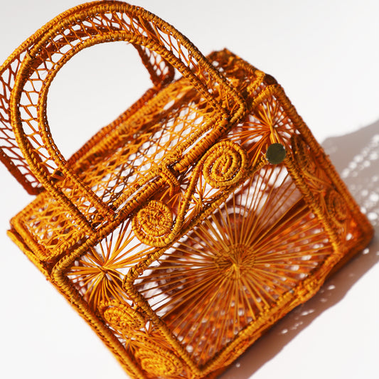 Sandra Bag - Straw Bag - Hand Woven Iraca Palm Bag, Top Handle Purse