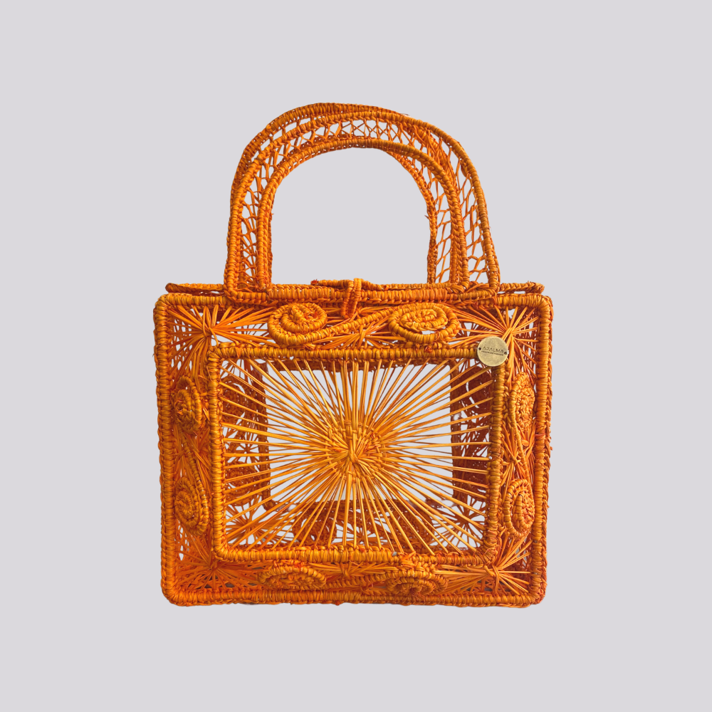 Sandra Bag - Straw Bag - Hand Woven Iraca Palm Bag, Top Handle Purse