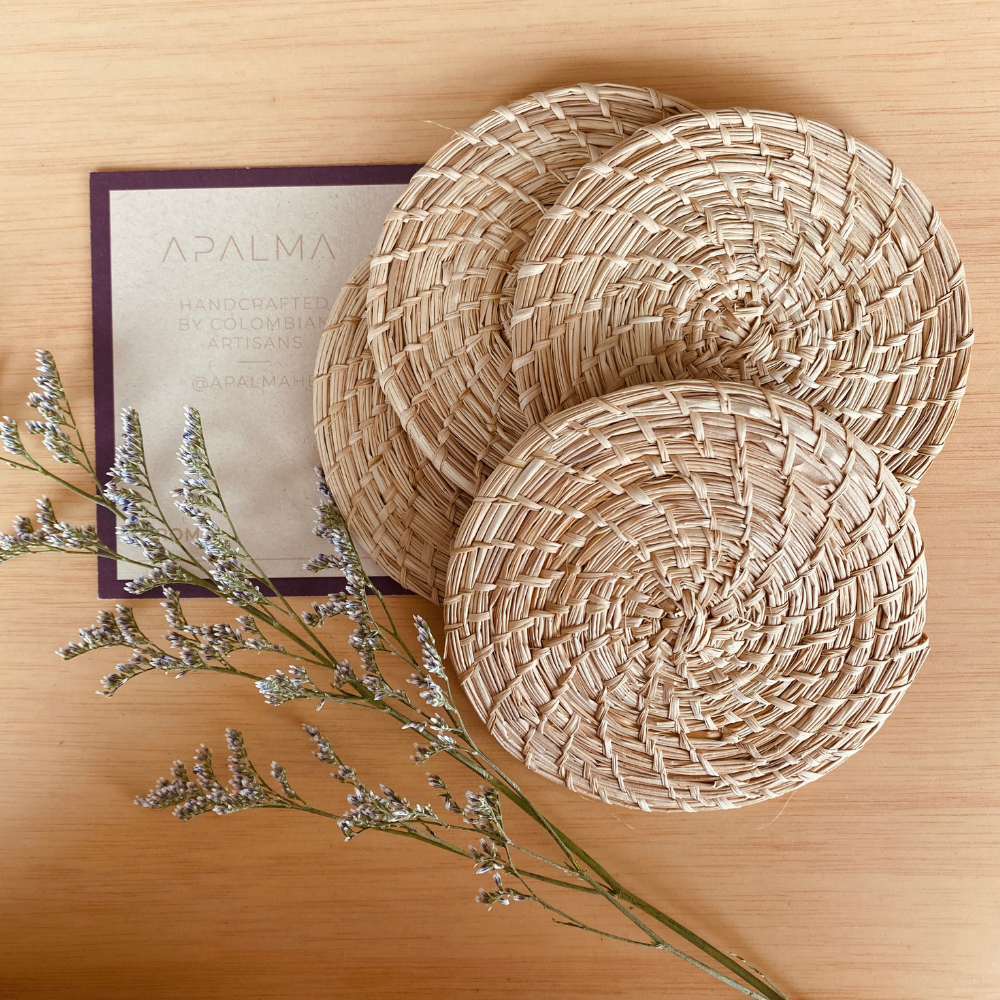 Handmade Iraca Palm Placemat + Coaster Pack of 6 - Table Decor