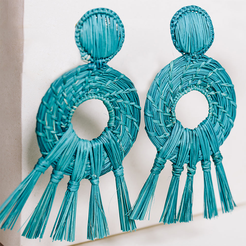 Handmade Iraca Palm Earrings - Oasis Mustard Yellow Earrrings
