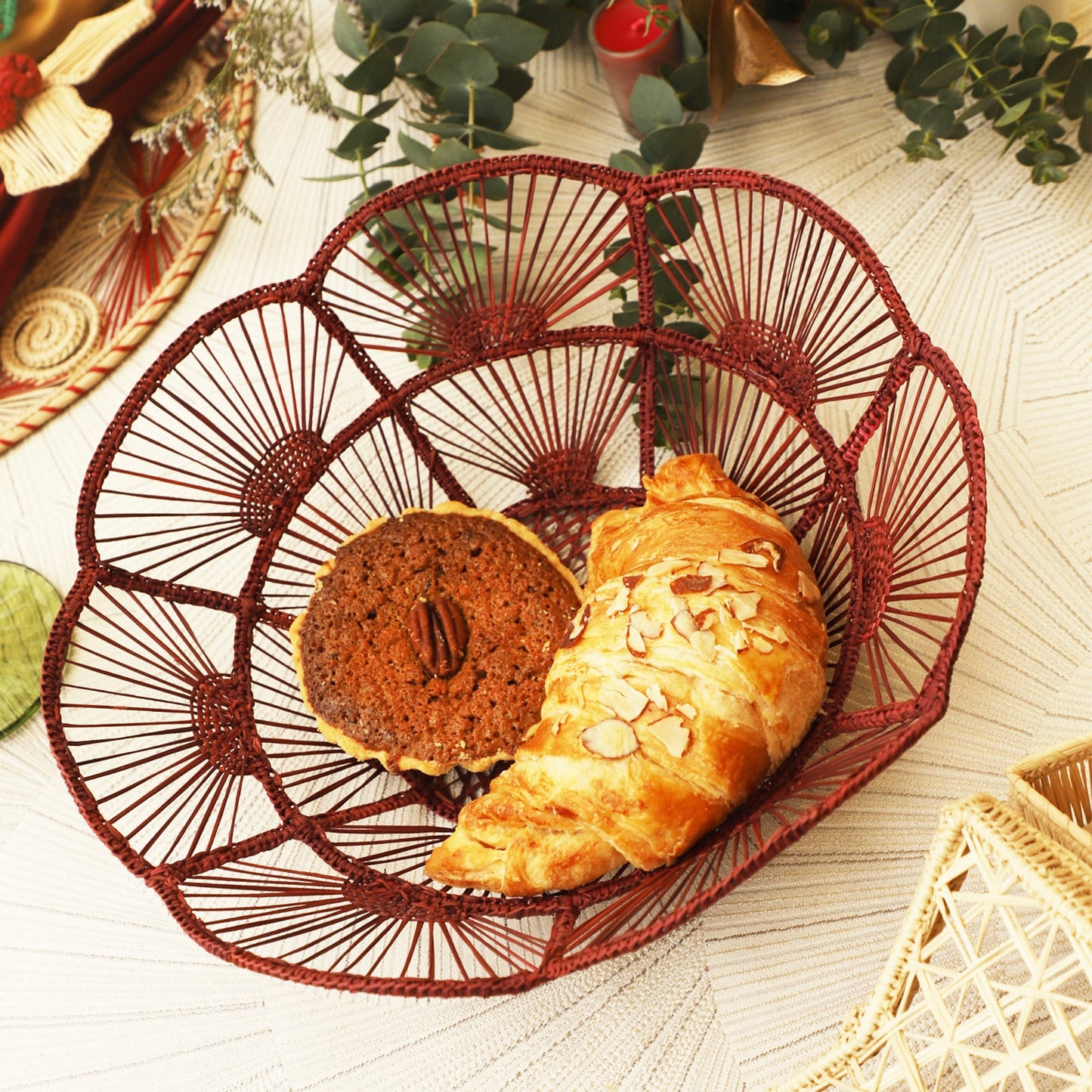 Red Bowl - Made of Iraca Palm / Straw - Home Decor