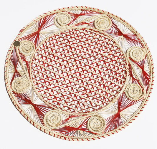 Caracoli Christmas Iraca Straw Placemats - Pack of 6 - Made of Natural Palm