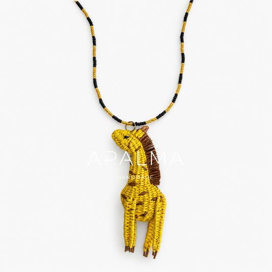 Giraffe Necklace – Handwoven Iraca Palm Pendant