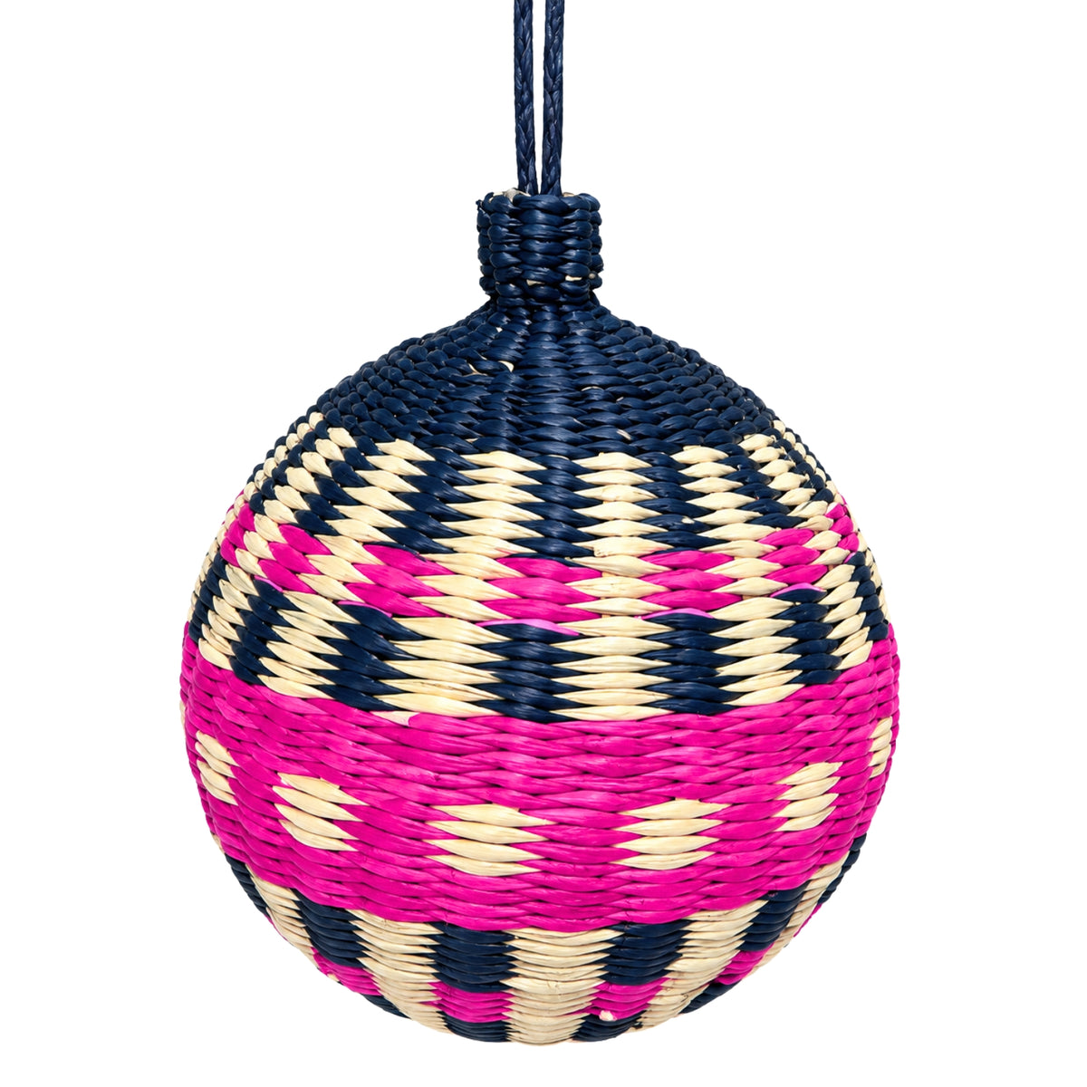The Midnight Rose Ornament - Handwoven Iraca Palm Christmas Baubles