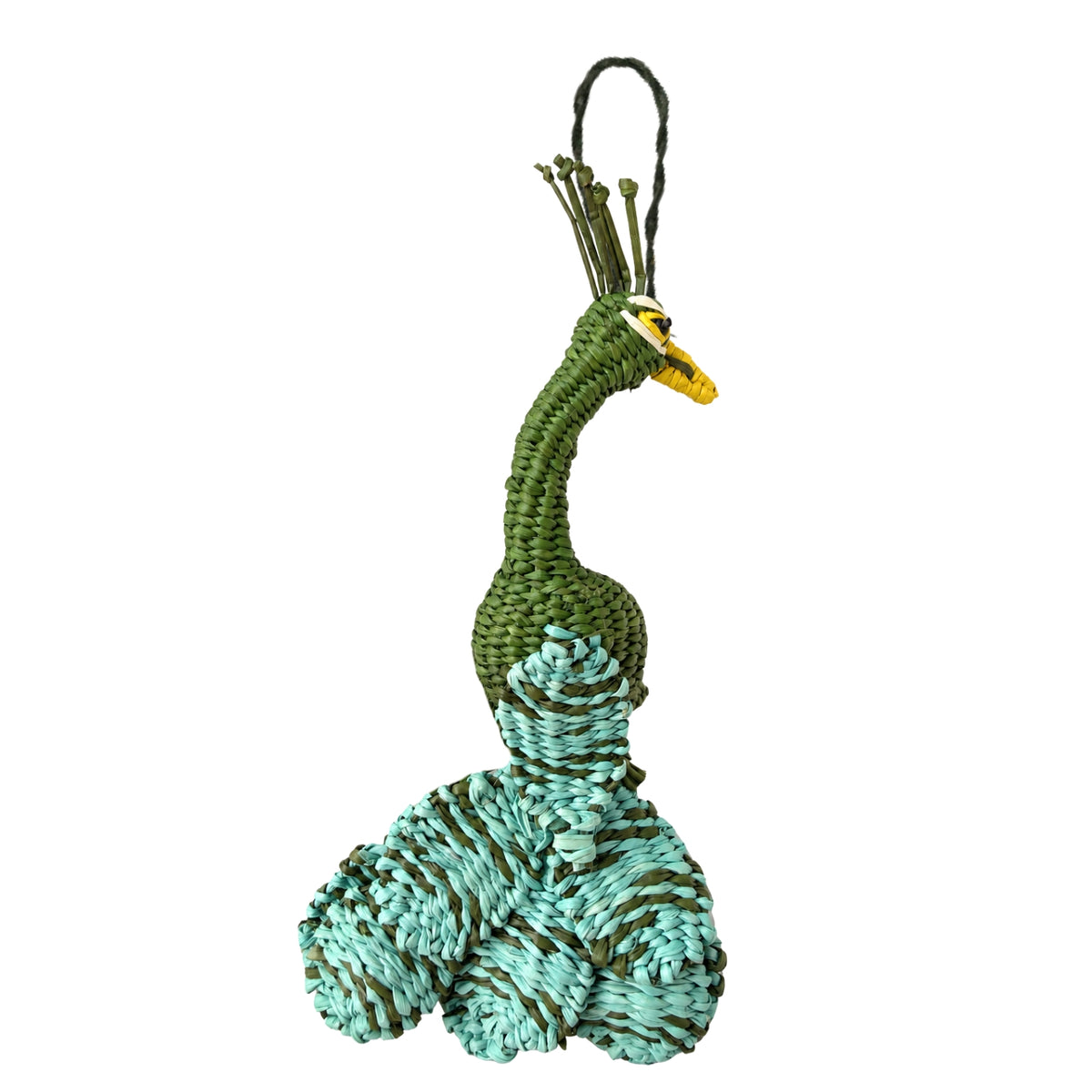 The Enchanted Peacock – Mint | Handwoven Iraca Palm Christmas Ornament