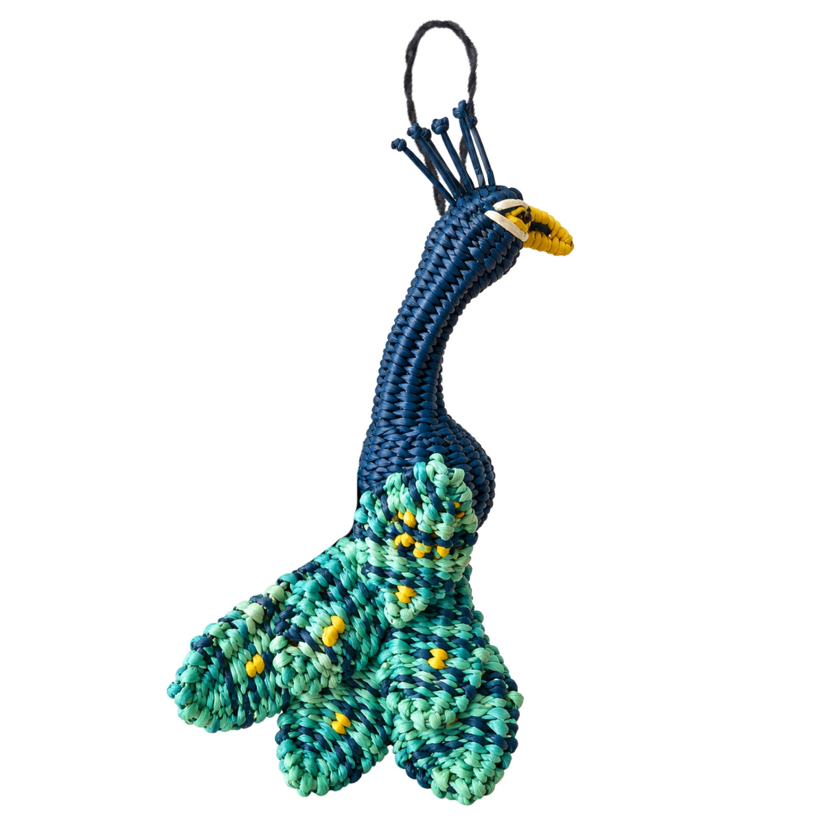 The Enchanted Peacock – Blue | Handwoven Iraca Palm Christmas Ornament
