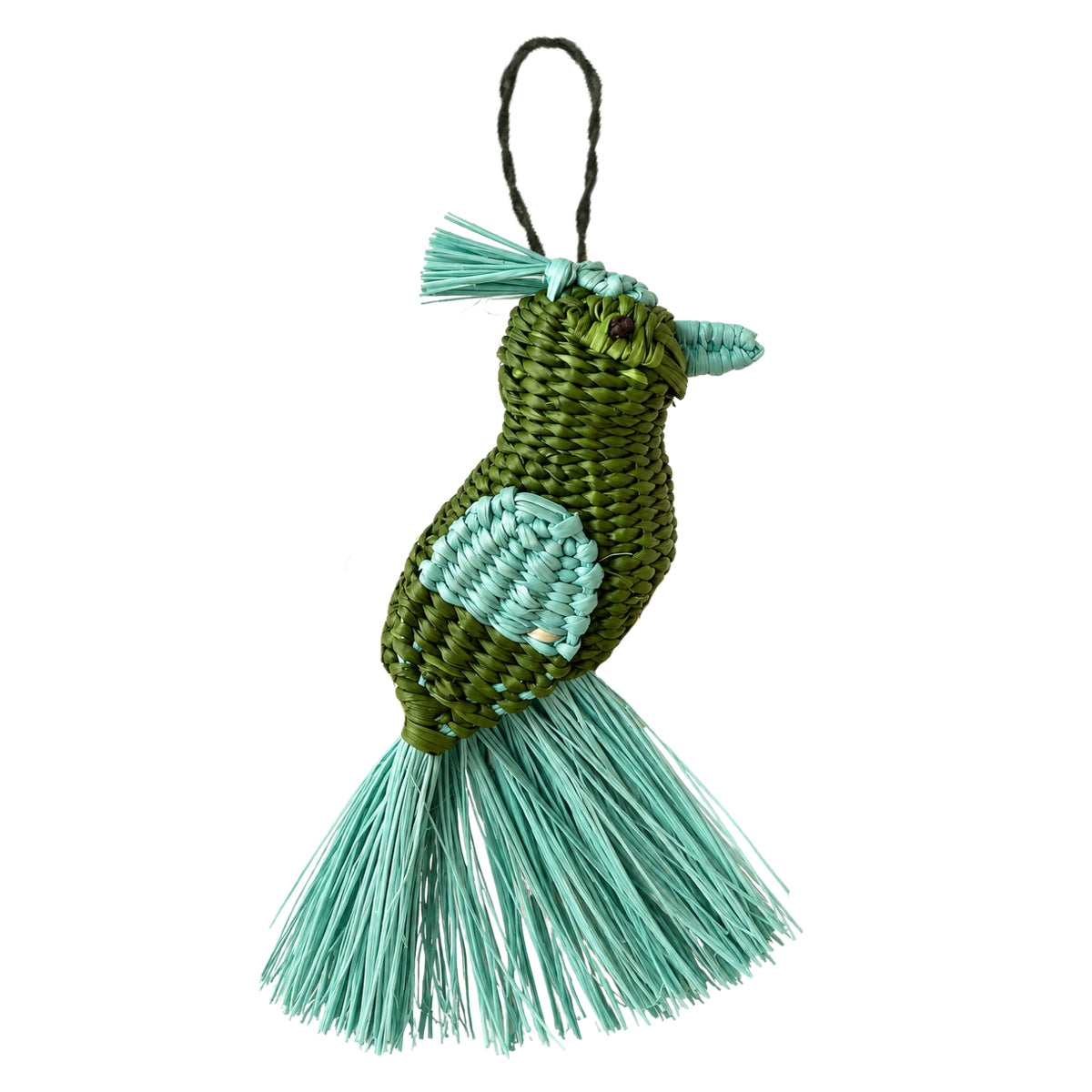 Cardinal in the Garden – Mint | Handwoven Iraca Palm Christmas Ornament