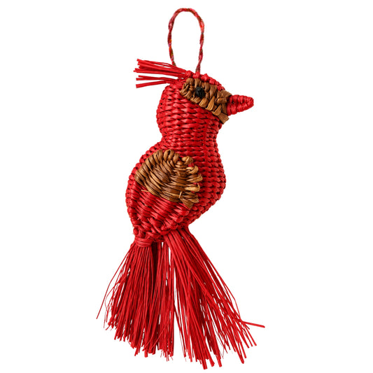 Cardinal in the Garden – Red | Handwoven Iraca Palm Christmas Ornament