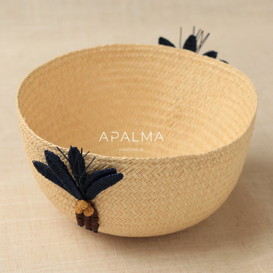 Palm Tree Basket for summer tablescapes, artisan made.