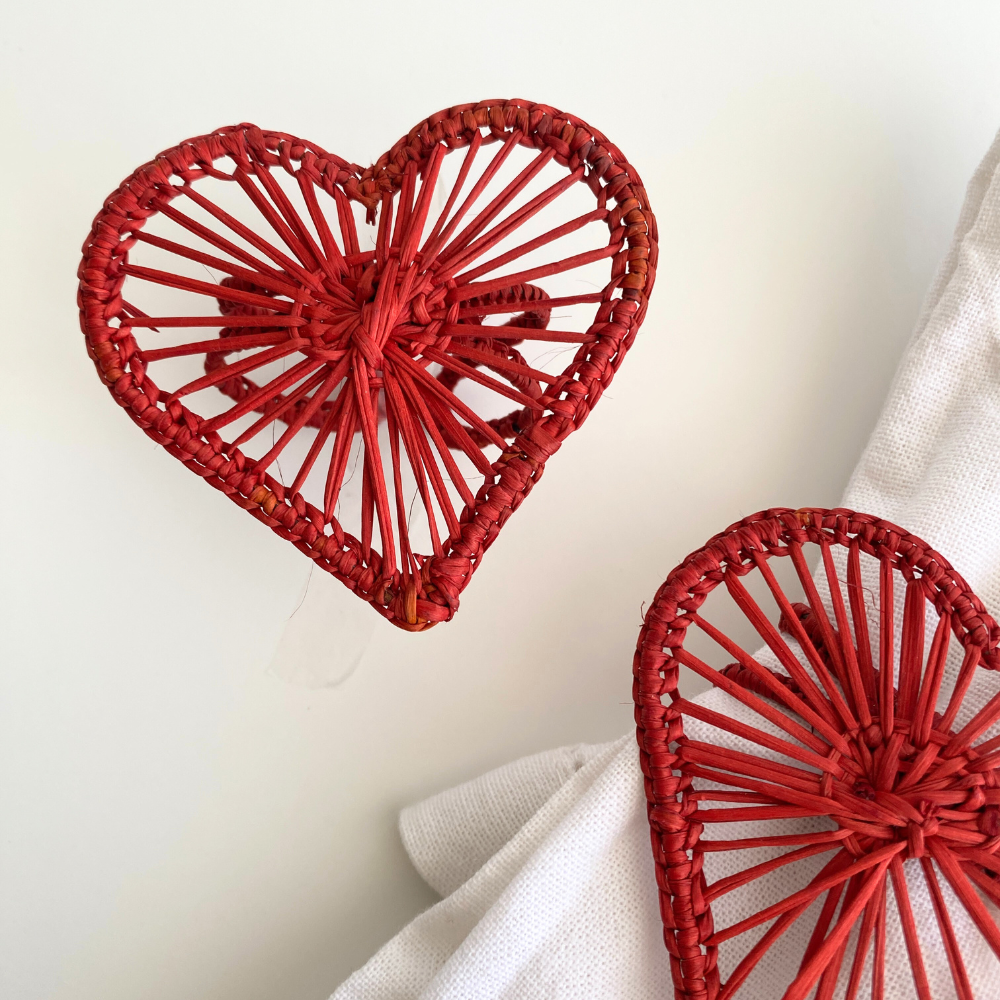 Heart Napkin Ring - Made of Iraca Palm - Sold by Set