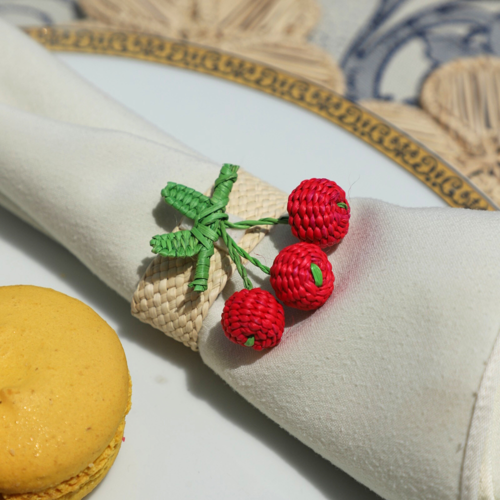 Cherry Napkin Ring - Made of Iraca Palm - Sold by Set