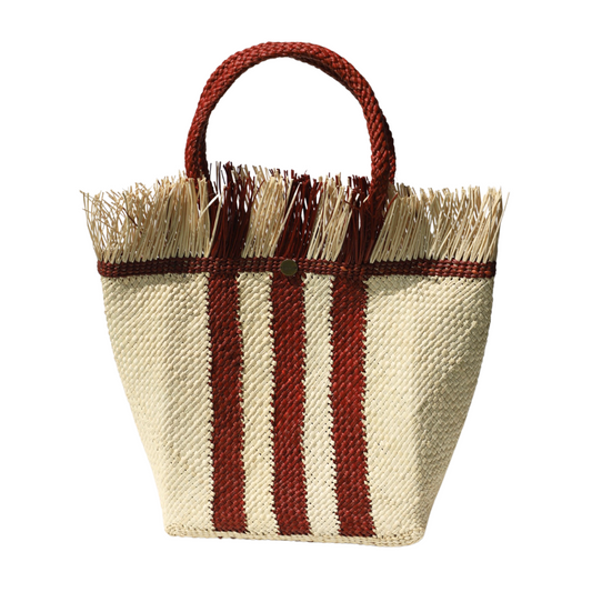 3 Stripes Tote Bag - Straw Bag - Iraca Handmade Bag -