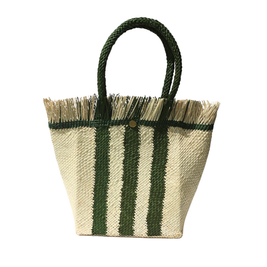 3 Stripes Tote Bag - Straw Bag - Iraca Handmade Bag -