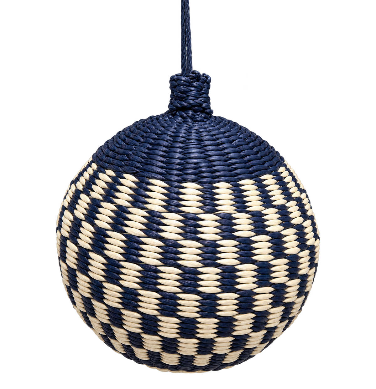 The Midnight Check Ornament - Handwoven Iraca Palm Christmas Baubles