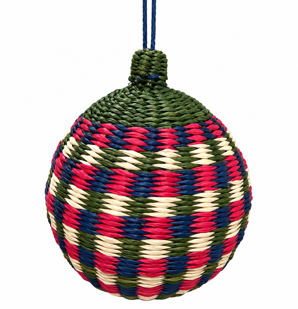The Enchanted Tartan Ornament - Handwoven Iraca Palm Christmas Baubles