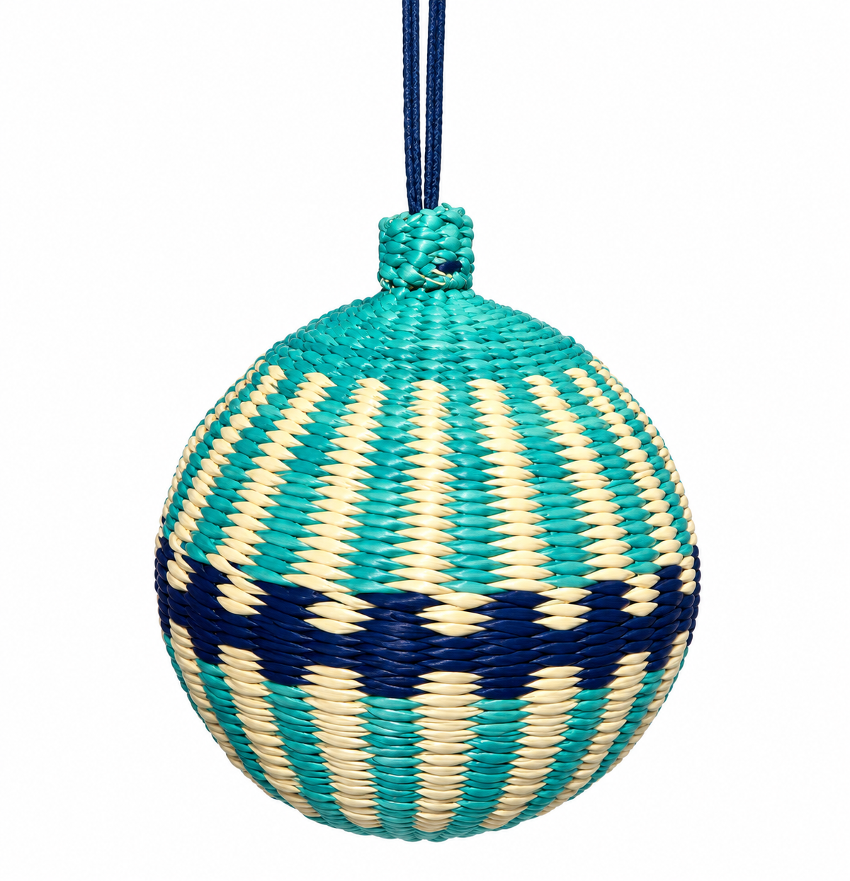 The Coastal Ribbon Ornament - Handwoven Iraca Palm Christmas Baubles