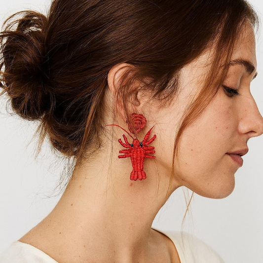 Lobster Earrings - Handmade Iraca Palm Earrings