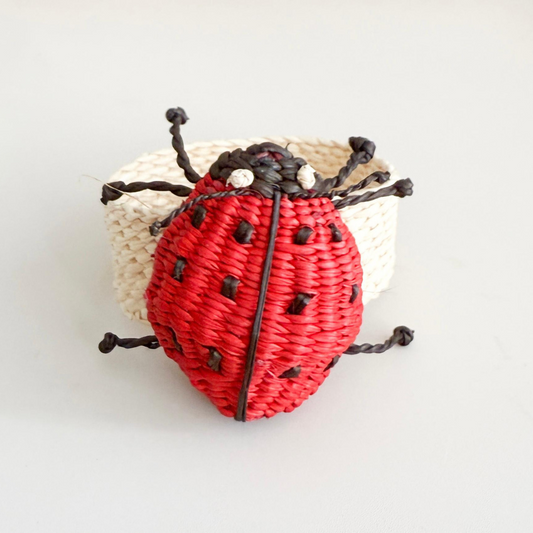 Ladybug Napkin Ring - Handmade in Iraca Palm