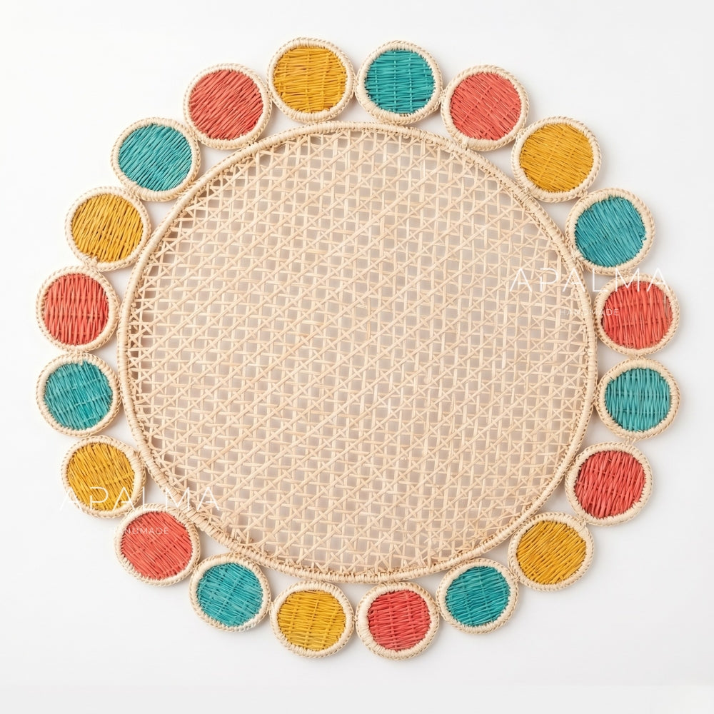 Golden Hour Placemat / Set of 4 , Handwoven Charger Plate for colorful Summer Tabledecor