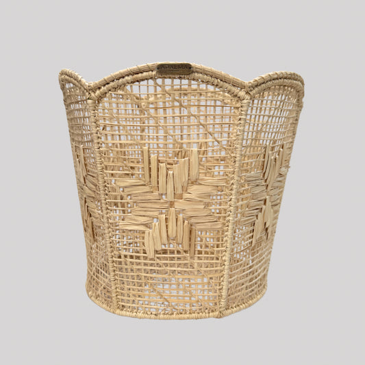 Round Storage Basket with Star & Arches Design
