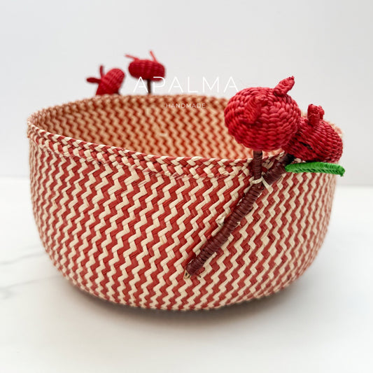 Pomegranate Basket- Handmade Iraca Palm - Home Decor