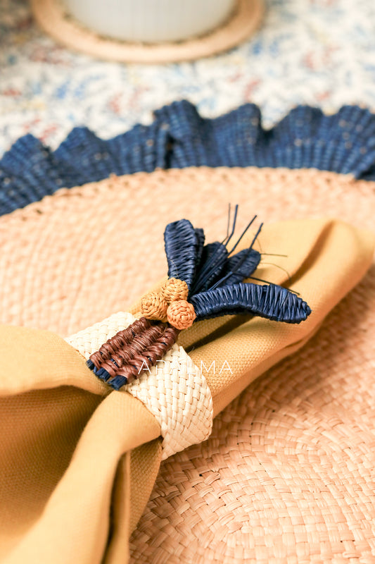 Palm Tree Napkin Ring Navy Blue/ Set of 4 or 6
