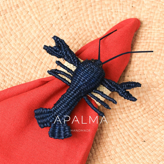 Lobster Napkin Ring made of iraca palm - Navy Blue - Sold by Set