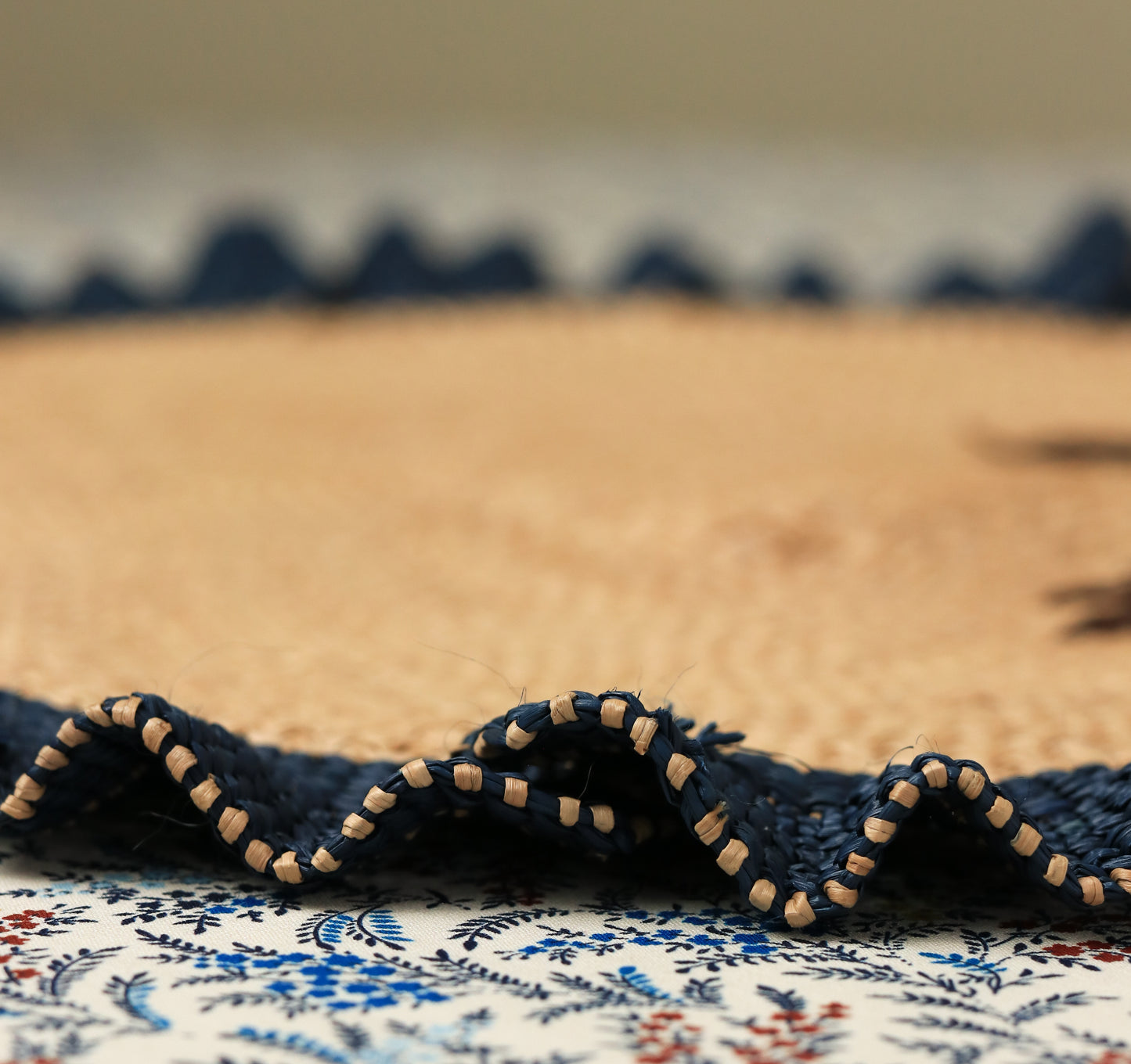 Moonlight Wave Ruffle Placemat Set of 2 | Palm Tree Coastal Decor | Handwoven Natural Fiber Table Setting