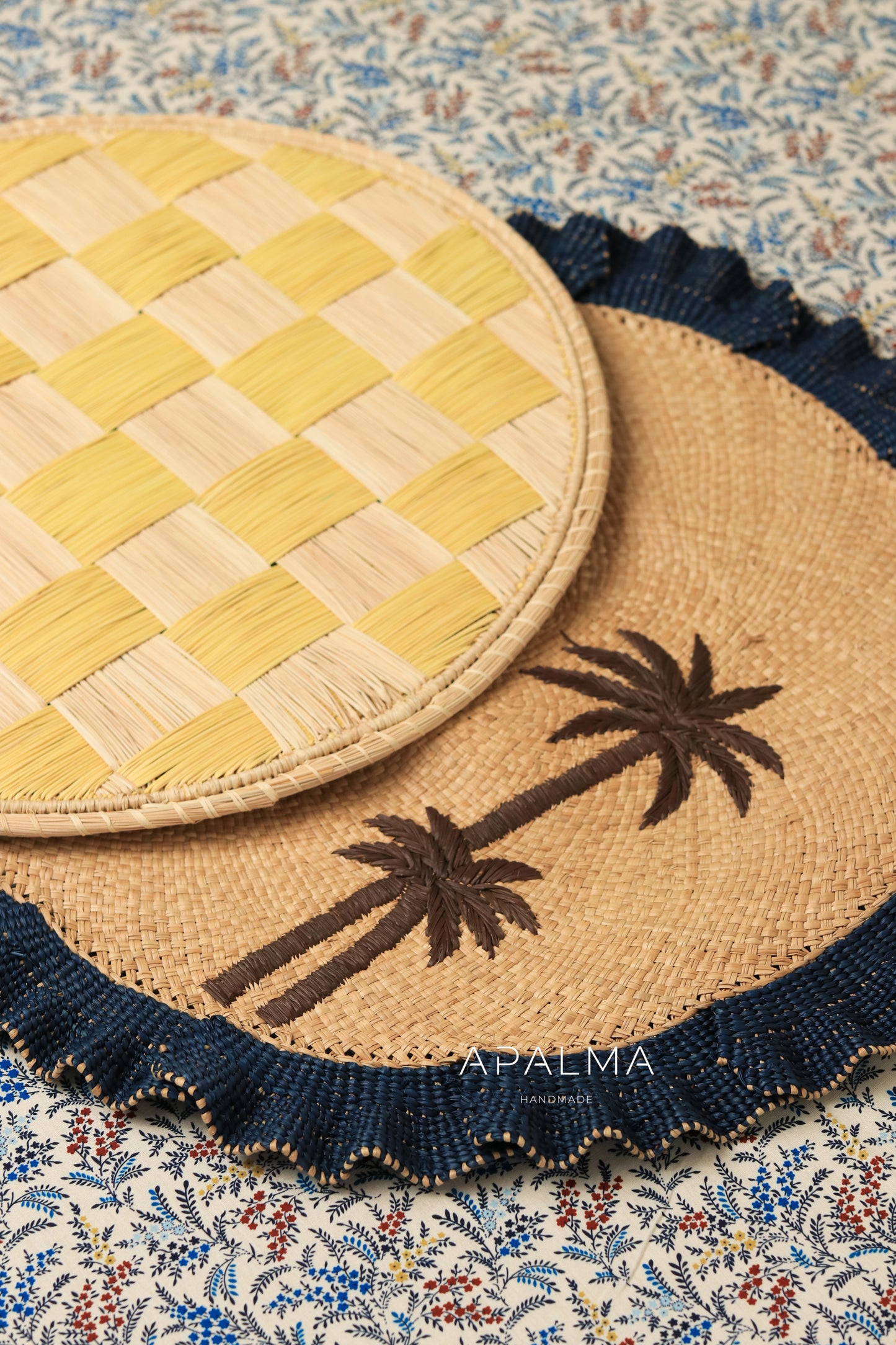 Checkered Weave Placemat Handwoven Iraca, Coastal TableDecor, Artisan TableSetting Chessboard Charger