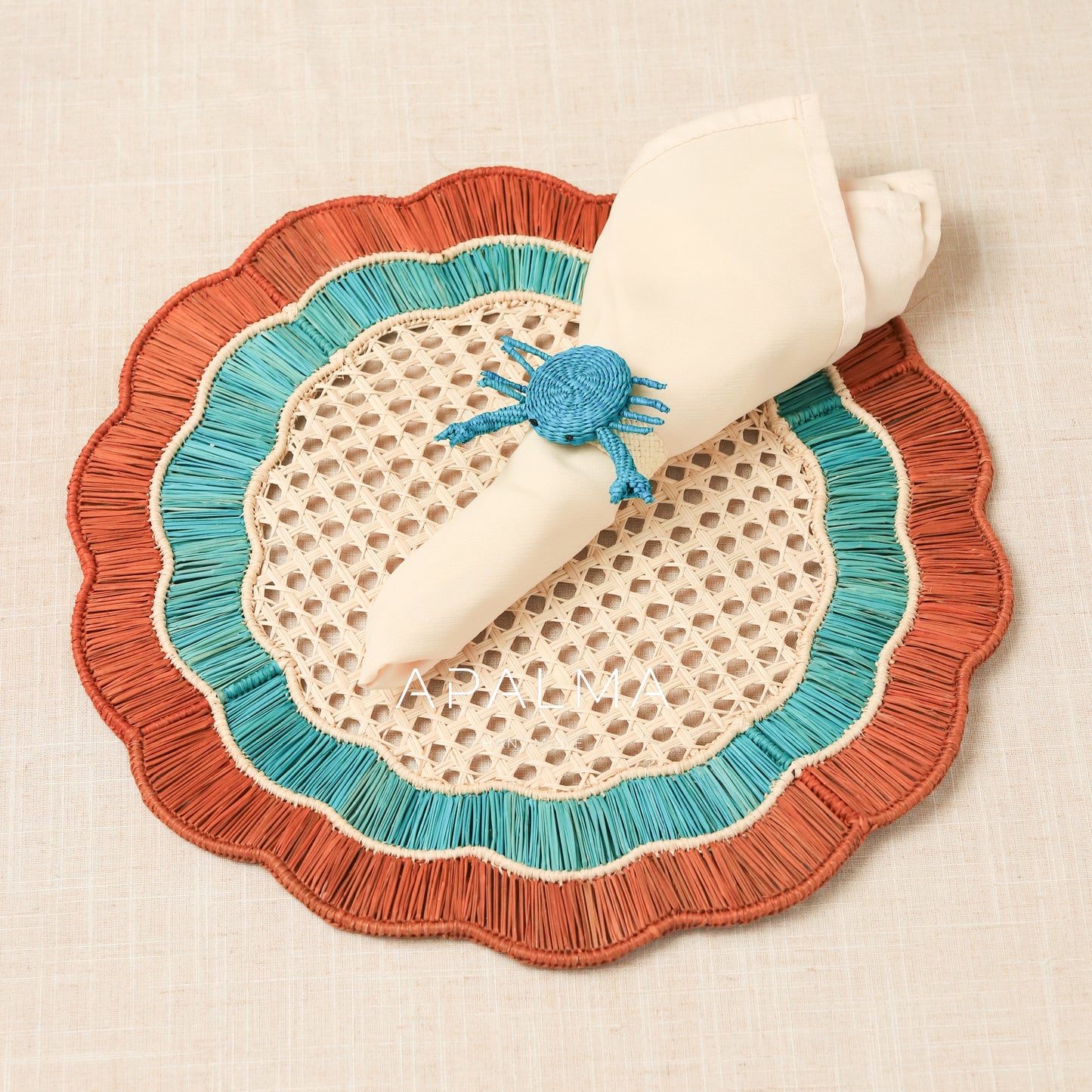 Laguna Placemats Set of 4 by APALMA HANDMADE® | Handwoven Natural Fiber Placemats | Coastal Dining Table Decor