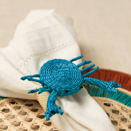 Crab Napkin Ring , Set of 4 - Handwoven for coastal table decor