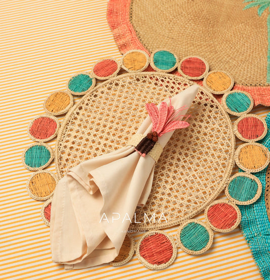 Golden Hour Placemat / Set of 4 , Handwoven Charger Plate for colorful Summer Tabledecor