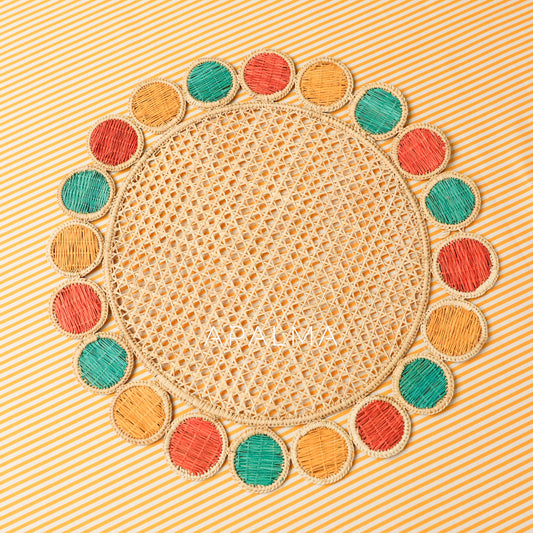 Golden Hour Placemat / Set of 4 , Handwoven Charger Plate for colorful Summer Tabledecor