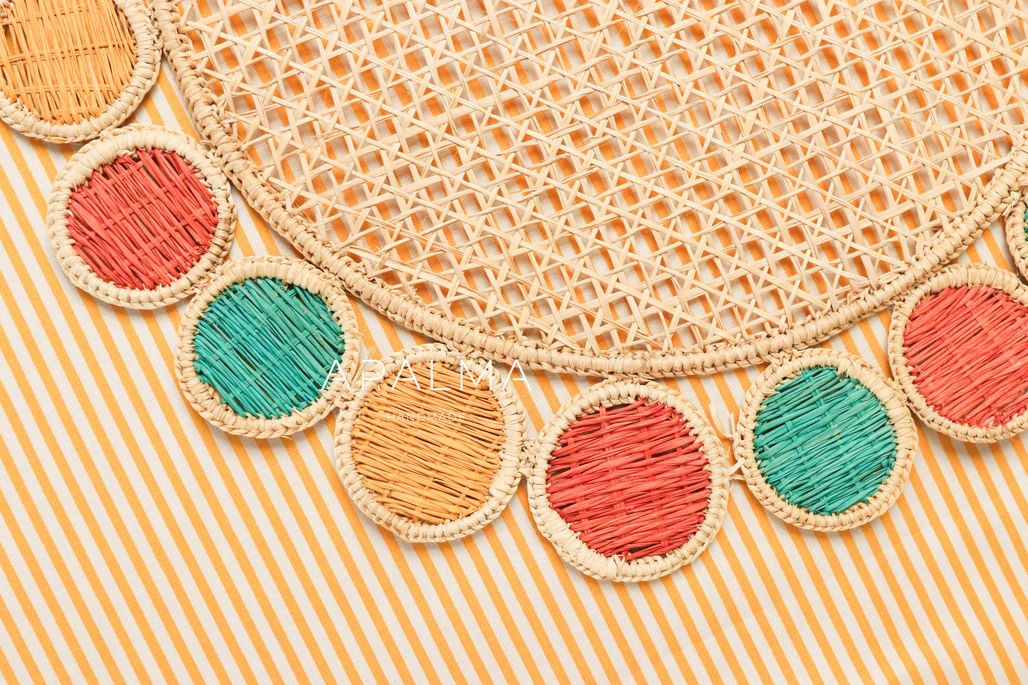 Golden Hour Placemat / Set of 4 , Handwoven Charger Plate for colorful Summer Tabledecor