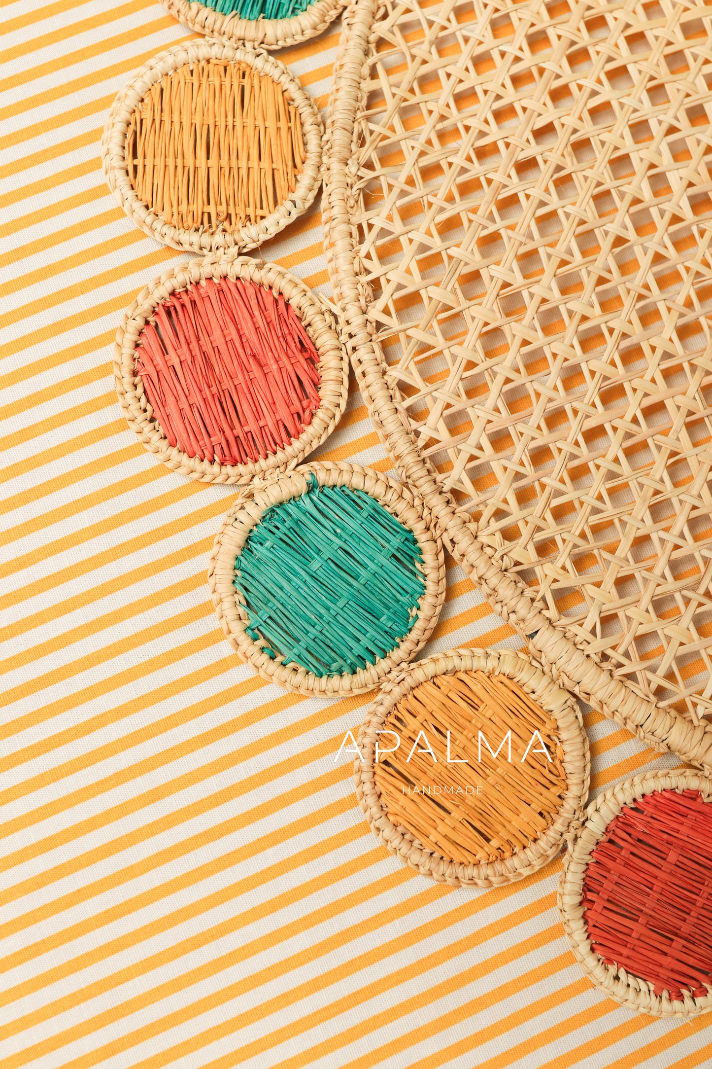 Golden Hour Placemat / Set of 4 , Handwoven Charger Plate for colorful Summer Tabledecor