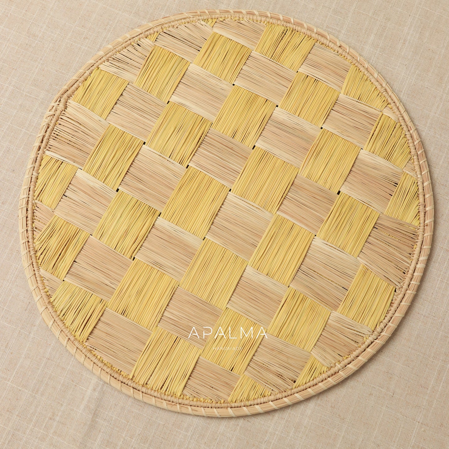 Checkered Weave Placemat Handwoven Iraca, Coastal TableDecor, Artisan TableSetting Chessboard Charger