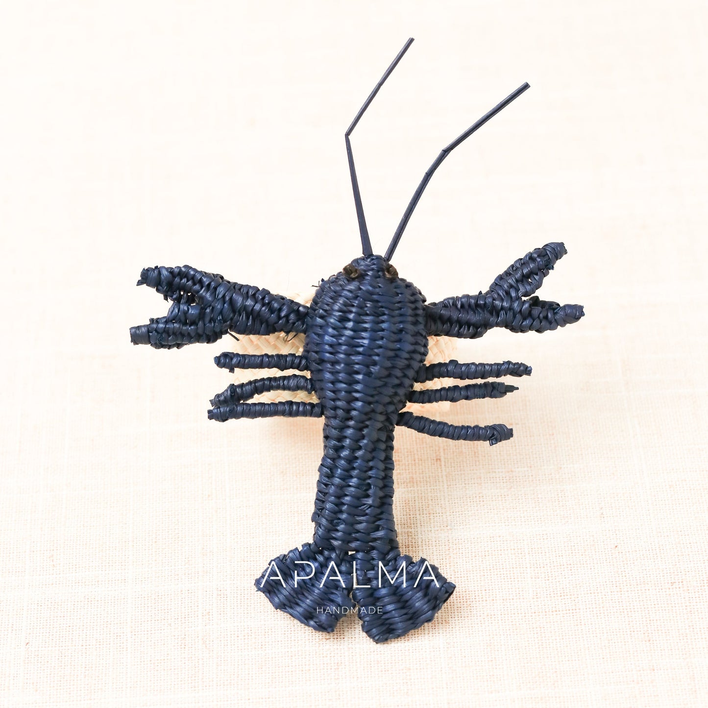 Lobster Napkin Ring made of iraca palm - Navy Blue - Sold by Set