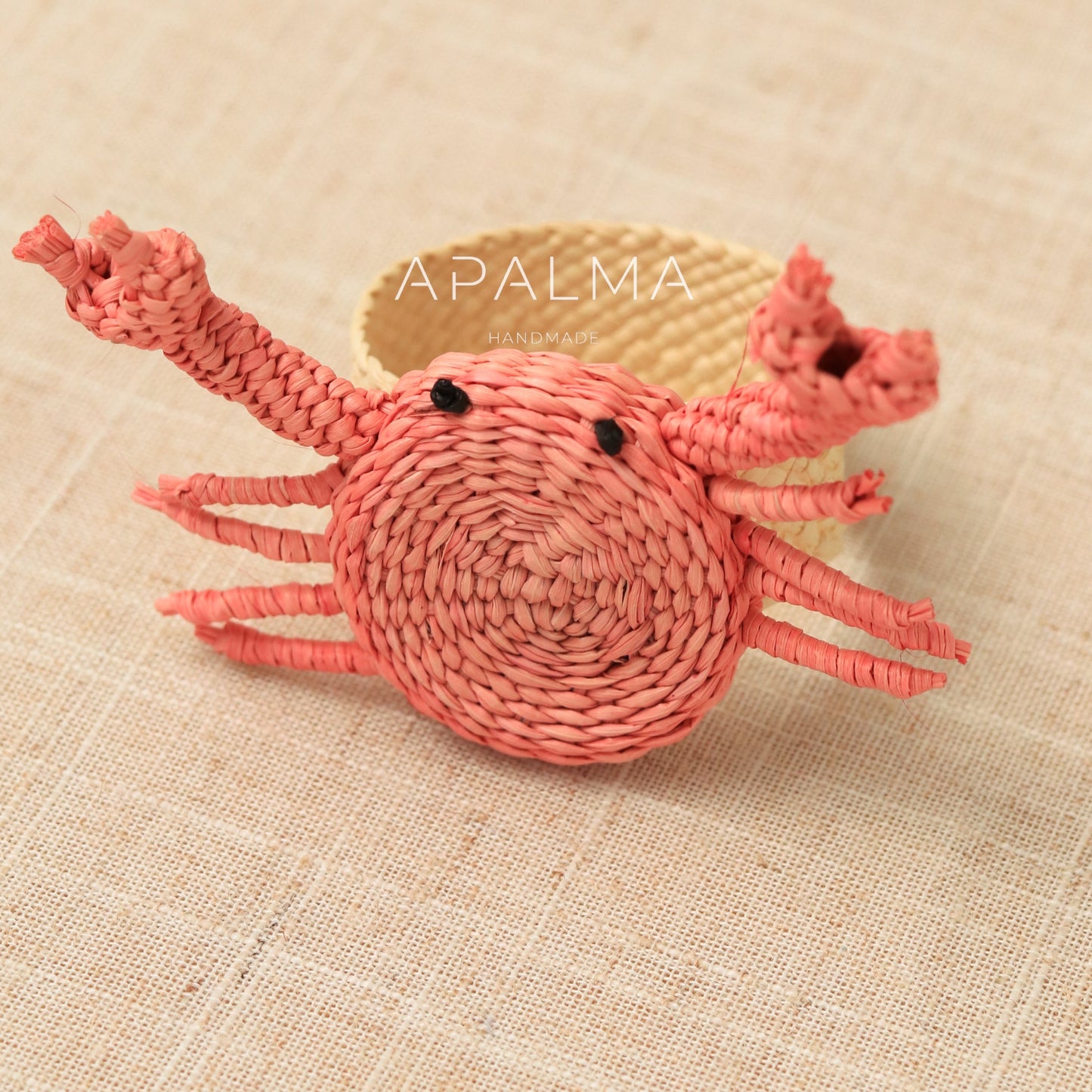 Crab Napkin Ring , Set of 4 - Handwoven for coastal table decor Navy Blue